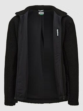 Black Sherpa Zip-Up Jacket with Chest Pocket